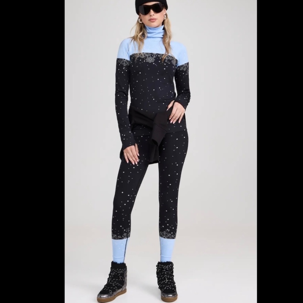 Sweaty Betty Snowflake High Waisted Base Layer Leggings Blue SZ S